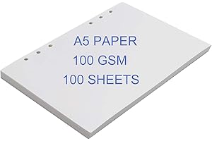 THXMADAM Carta A5, Ricariche A5 Pagina Inserti da 100 gsm Carta vuoto Pagine a fogli mobili 6 hole Blank Page Paper per 6 fori Taccuino Quaderno Notebook Agenda Diario A5, 100 fogli di cart/200 pagine