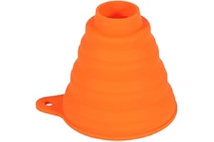 LALUKY Collapsible Funnel, Kitchen Funnel, Silicone Folding Funnel for Liquid and Powder Transfe, Silicone Funnel for Filling Bottles or Containers, Large Funnel for Wide Mouth Jar(Orange)