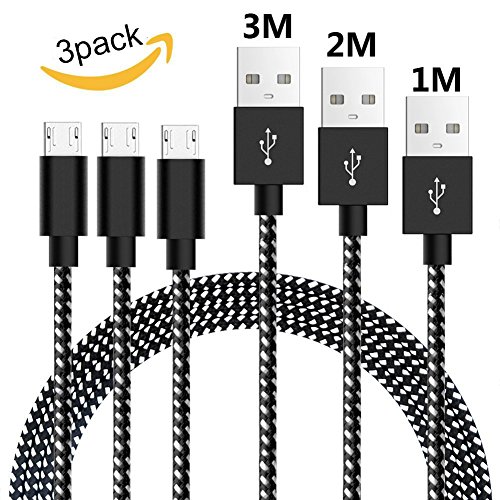 ViiVor Micro USB Ladekabel 3Pack 1M 2M 3M High Speed USB 2.0 A Male auf Micro B Synchronisations und Ladekabel für Samsung, Huawei, Sony, HTC, Nokia,Nexus, Xiaomi, Kindle, Android Smartphones usw. (1M+2M+3M)