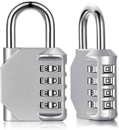 Combination Padlocks 4 Digit Anti Rust Small Waterproof Master Combo Lock Set for Sports Gym Locker, School, Employee,Outdoor Locks ( Silver, Pack of 2 )