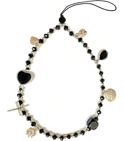 Collana Per Cellulare DEFGNOP Corta Con Perle Di Cristallo – Cordino Da Polso Antiperdita Universale