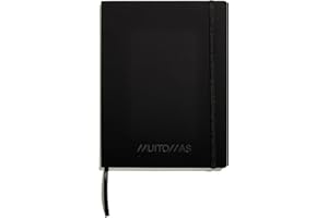 Muitomas, Block Notes Large, Notebook Appunti per Ufficio, con Copertina Morbida, Tasca Interna e Chiusura ad Elastico, 120 Fogli a Righe, 19 x 25 cm, Colore Nero