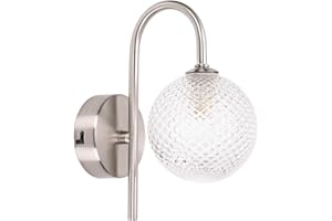 ValueLights | Brushed Chrome Wall Light Fitting with Textured Glass Shade | Bath Wall Lights, Home Décor & Improvement Essential | Includes Bulb