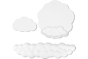 TAHUAON Lot de 3 repose-poignets en forme de nuage blanc avec repose-poignet en cuir synthétique et mousse à mémoire de forme pour la maison, le bureau, l'ordinateur portable, les jeux vidéo
