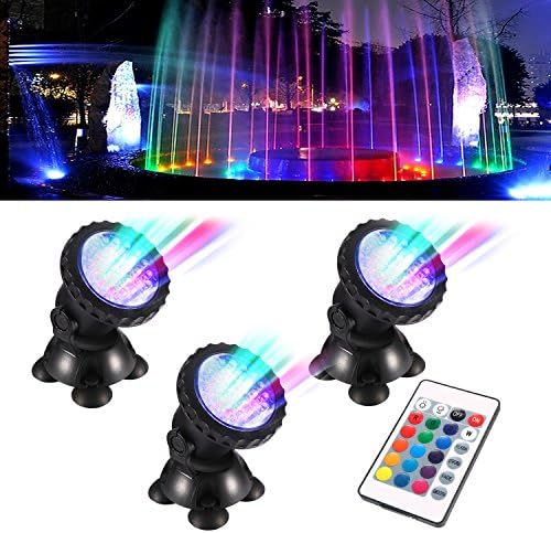 APUPPY Remote Control Submersible Spotlight Pond lights,36 LED Colorful IP68 Waterproof Aquarium Spotlight Multi-color Decoration Landscape lamp for Swimming Pool Fountain Fish tank Water Garden Rockery Yard (Set of 3)