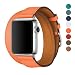 Produktbild Apple Watch Armband 38 mm für iWatch Serie3/Serie2/Serie1, Apple Watch Band konvexe Form Armband Leder Vollnarbenleder mit Edelstahl Verschluss 8 Farben Leder Watch Band/Strap Orange