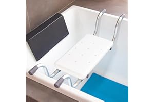 NEWFUN Sedile per Vasca da Bagno,Sedia per Vasca da Bagno per Anziani, Sedile Sospeso in Alluminio Seduta Vasca,Allungabile,con 3 Larghezze Regolabili,per Vasca da Bagno,Portata 136 kg,Bianco