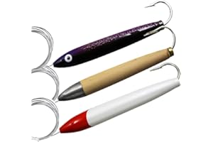 kmucutie Cedar Plug trolling Fishing Lures 6 inch Natural Cedar Fully Rigged Tuna Lure