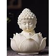 AARAMBH Outlet Lotus Baby Buddha Statue for Tranquil Spaces, Ideal for Home, Office Desk & Car Dashboard Decoration (White, Pack of 1), Marble, Buddha Statue
