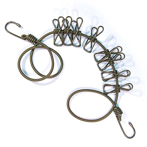 G8DS® Flexible Wäscheleine mit Klammern oliv