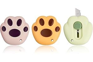 Focenat 3 Stück Brieföffner, Effizient Kuvertöffner mit Einziehbares Scharfen Kanten, Mini Kunststoff Tasche Messer Schreibwaren, Tragbares Cuttermesser zum Verpacken Post Papier Schneiden (C)