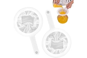 WUSJCOF 2 pièces Tamis ultrafin avec poignée, Filtres en nylon, cuisine et alimentaire, Etamine alimentaire, à thé, Entonnoir cuisine, Pour filtrer huiles, café, vin, jus, lait de soja (400 mailles)