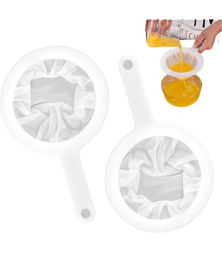 Set 3 Colini In Plastica A Maglia Fine Con Manico – Reti 100, 200 E 400 Micron, Per Filtrare Yogurt, Vino, Miele E Latte, Diametro 14,5 Cm, Con Gancio Appendiabiti