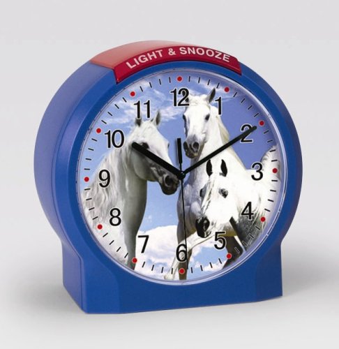 Atlanta Kinderwecker Pferde Blau Ohne Ticken Analog Quarz - 1189-5