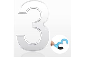 AONAT Self Adhesive Mailbox Numbers 3D 2.8'' Door House Numbers Stickers Street Address Numbers Mailbox Sign for Home Office Room - 3 (Silver)