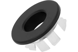 TAOSHENG Brass Basin Sink Overlowe Cover, Round Frosted Surface Kitchen Bath Sink Hole Trim Cap Ring Decoration Spare Hole Insert Replacement, Black 1 Pack