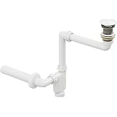 Aqua Bagno Comfort yer kazandıran lavabo sifonu + Pop-up Sifon, Beyaz Seramik Başlıklı,Taşma Deliksiz, (1-1/4)