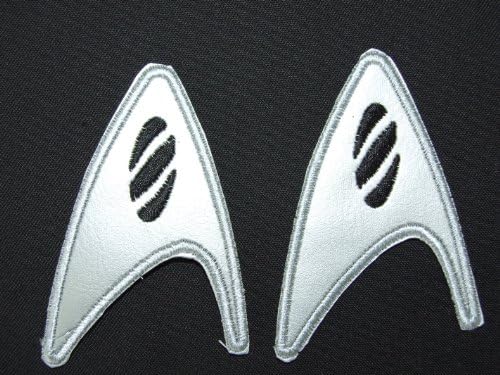 ONEKOOL Star Trek Science Crew Patch set, 2 Iron-On Patches - Metallic Silver