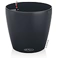 Lechuza CLASSICO Color 21 Self Watering Planter Garden Flower Plant Pot Plastic Indoor/Outdoor Table Planter with Drainage Hole D21 H20 cm Slate