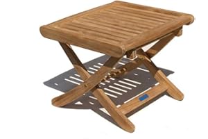 Jati Sustainable Teak Adjustable Footstool - Wooden Footrest