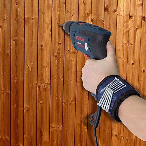 Magnetisches Armband – Diealles Magnetische Pickup-Kit für Halten Schrauben, Nägel, Kleine Werkzeuge, Bolzen & Mehr (Blau),35x9cm - 6