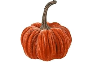 LTGB Artificial Pumpkins, 6 inches Assorted Mini Velvet Pumpkins Color Harvest Pumpkins for Fall Wedding Thanksgiving Halloween Decoration, Orange