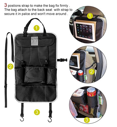 Rücksitzschutz für Auto，Plusinno(TM) Geräumiger Auto Rückenlehnenschutz,Rücksitz Organizer für Kinder,Reise-Utensilien und Spielzeug ( Classic Version) - 4