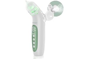 Momcozy 2-i-1 Elektrisk Näsaspirator för Bebisar med 4 Justerbara Nivåer | Näsaspirator för Bebisar med Sprayfunktion och 65 kPa Sugkraft, Sjukhusklassad, Tyst och Portabel, med Ljus och Musik