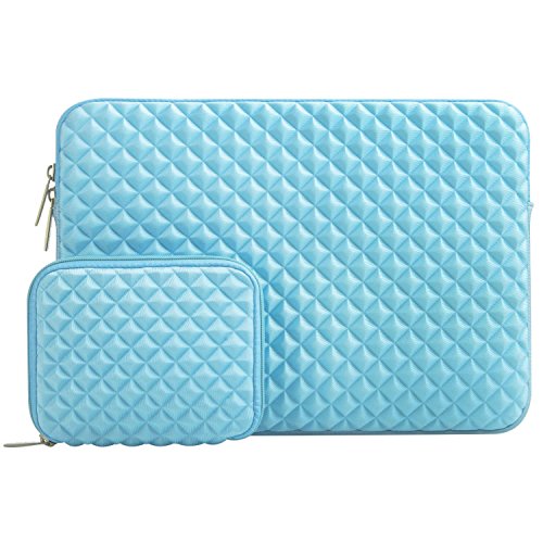 MOSISO Universal wasserresistente and stoßfest Lycra Laptop Schutzhülle mit Rautenmuster / Diamant-Muster Schaumpolsterung für 12,9 Zoll iPad Pro, 13-13,3 Zoll MacBook Pro, MacBook Air, Laptops, Tablets, Notebooks Chromebook, Air Blau