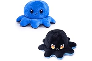 Xingsky Peluche Pieuvre Réversible 20 cm Pieuvre en Peluche Petite Pieuvre pour Enfants Amis Octopus Plush Bleu + Noir