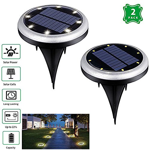 wior 2 piezas 8 LED Solar vía Solar tierra Solar impermeable jardín paisaje luz para corte, camino, camino de la pelouse brillante/Flicker