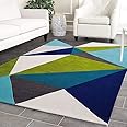 Teprac Handmade Export Quality Carpet with Pure Wool for Living Room Bedroom Color Navy Blue Green Size 6X6 Square
