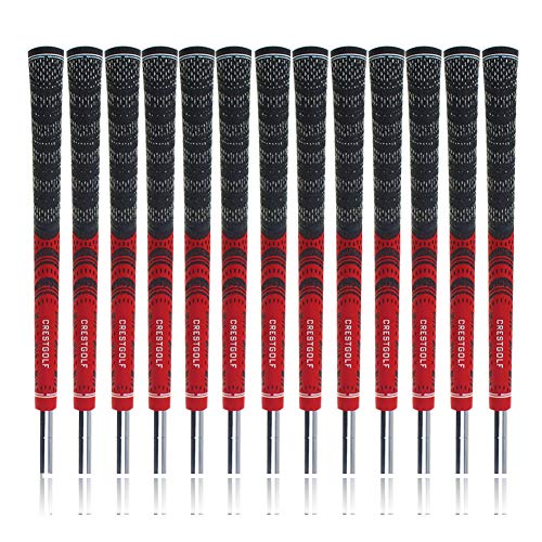 Crestgolf - Empuñaduras para palos de golf, juego 13 unidades de caucho combinado con carbono, en 3 colores, hombre, rojo