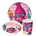 Produktbild Trolls Poppy Kindergeschirr mit Teller Müslischüssel Trinkbecher - Frühstückset Melamin