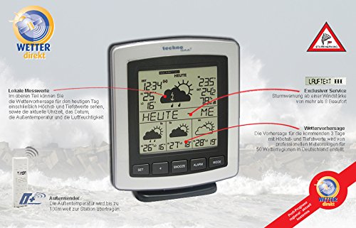 WetterDirekt Wetterstation WD 4204 mit Innen- /Außentemperaturanzeige, Wettervorhersage für 4 Tage und Wetterdaten für über 50 Regionen - 2