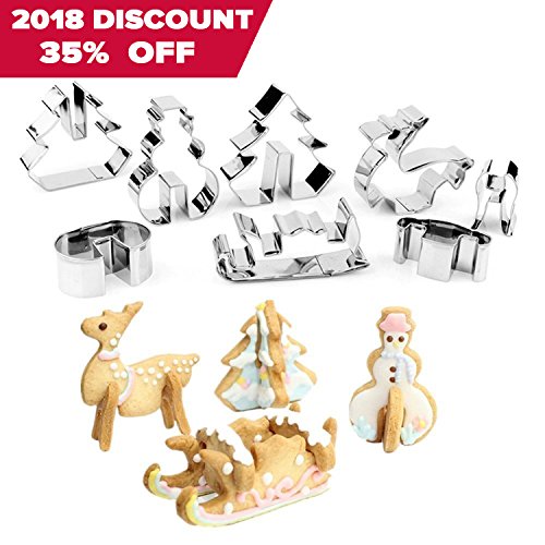 Ausstechformen - 3D-Modellogic Ausstecher auf Karte Weihnachten Starter-Set mit 8 Teile Fondant Auswerfer Stempel Ausstechform aus Edelstahl