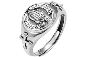 KONFEN Anillos Hombres, Vikingo Ajustable Tallada Anillos para Hombres Anillo, Vintage Hip Pop Anillos Abiertos Gothic Punk Clásico Unique Texture Jewellery, Silver