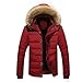 Produktbild Yazidan MäNner Draussen Warm Winter Dick Jacke Plus Pelz Mit Kapuze Mantel Sweatshirt Herren Slim Fit Langarmshirt Strickpullover Outwear ReißVerschluss Kapuzenpullover Pullover Langarm(rot,XL)