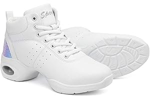 WEBROSISTOL Zapatos de Baile Latino Mujer Salsa Antideslizantes Comodos Cuero Zapatillas Baile Moderno Jazz Calzado Negro Blanco