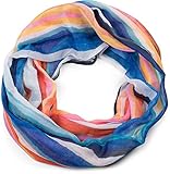Fular de tubo lleno de estilo con un colorido motivo a rayas «color blocking»