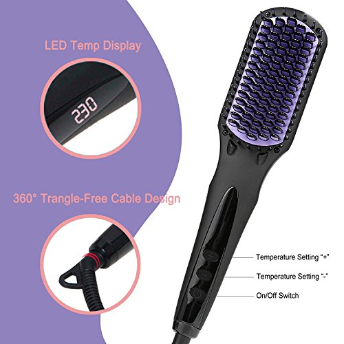 Ionen Glätteisen Haarglätter Bürste,Dare Color LCD Styling Glättungbürste Mit Schnellaufheizungsfunktion Und Perfekt Hitzeschutz Absolut-Anti-Verbrühung Anion Hair Straightener Für Lange und kurz Haare Haarpflege - 3