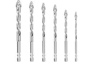 ORIXO 6 Pezzi Trapano Eccentrico a Denti Di Sega, Punta da Trapano Eccentrica a Quattro Taglienti da 4/5/6/8/10/12 mm con Codolo Esagonale da 1/4, per Calcestruzzo, Vetro, Ceramica, Legno, Metallo, ecc.