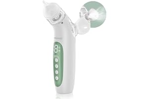 Momcozy BreezyClea Aspiratore Nasale Neonato Elettrico 2 in 1 con Spray, Aspirazione 65 kPa di Grado Ospedaliero, 4 Livelli Regolabili, Silenzioso e Portatile, Luce e Musica Calmanti