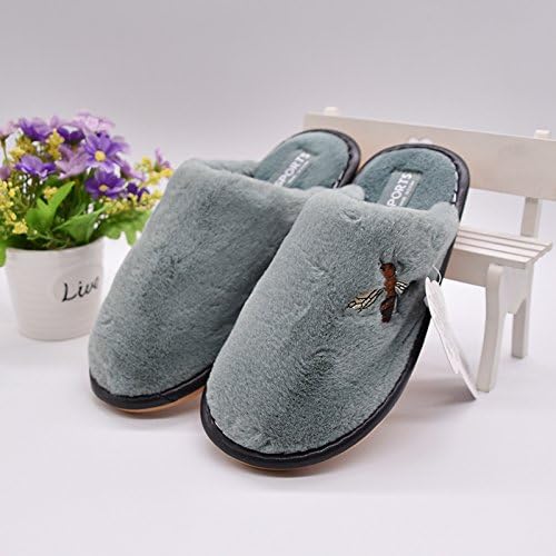 Couple cotton slippers Female Male winter stylish Sea Horse plush cow ribs back home interior anti-slip warm slippers ,40/41 for 38 through 39, queen sleeper green