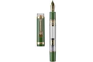 EROFA Jinhao 1935 Tiandao - Penna stilografica con Size 8 pennino fine, in acrilico verde e trasparente, con convertitore e clip per chitarra
