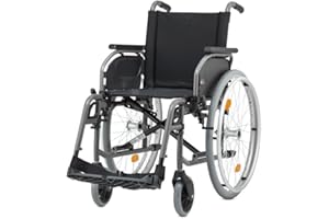 Bischoff & Bischoff S-Eco Faltbarer Reise-Rollstuhl, HMV Nr. 18.50.02.0104, mit Kniehebelbremse, für zu Hause und unterwegs, 49 cm Sitzbreite, anthrazit