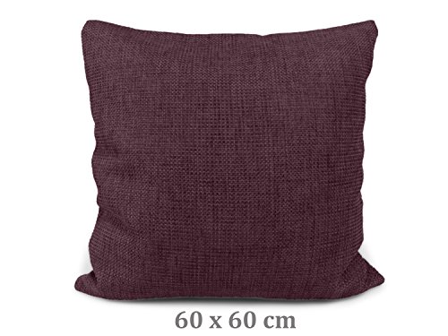 Kissenhüllen in Struktur-Optik – erhältlich in 23 modernen Farben und 3 verschiedenen Größen, 1 Kissenhülle 60 x 60 cm, bordeauxrot - 2