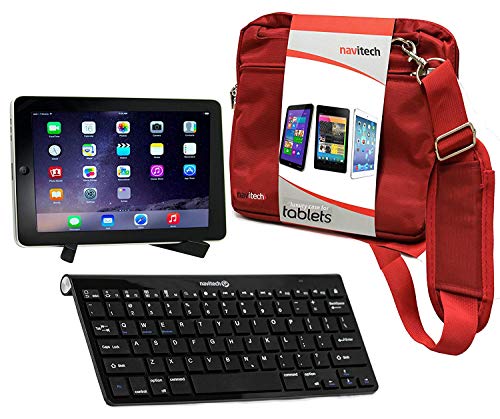 Preisvergleich Produktbild Navitech Konverterpaket Inklusive drahtloser Bluetooth-Tastatur / Rot Tasche und tragbarem Standfuß kompatibel mit Apple iPad Air (2019) 10.5"
