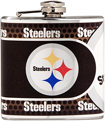 Great American NFL Dallas Cowboys Stainless Steel Hip Flask with Metallic Graphics, 6-Ounce, Silver