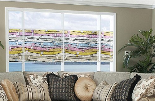Fensterfolie Wellen bunt – statische Dekorfolie LINEA FIX – Meterware – Glasdekorfolie Buntglas Fensterdeko Sichtschutz - 2